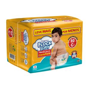 Fralda-Calça Confort Tamanho G Hiper Pacotão Com 60 Unidades Flock Baby