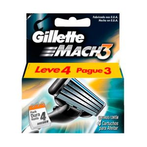Carga Para Aparelho De Barbear Gillette Mach3 Com 4 Unidades