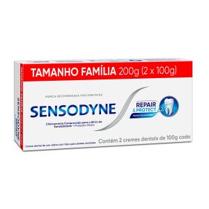 Kit Creme Dental Repair e Protect Para Dentes Sensíveis Com 2 Unidades De 100g Cada Sensodyne