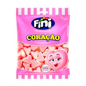 Marshmallow Coração Sabor Morango E Nata Com 80g Fini