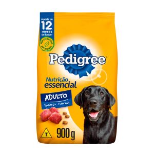 Ração Seca Pedigree Nutrição Essencial Sabor Carne Para Cães Adultos Raças Médias e Grandes Com 900g