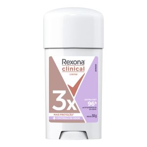 Desodorante Creme Rexona Clinical Extra Dry 96h Antitranspirante Com 58g