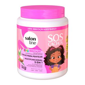 Creme Para Pentear 5 em 1 SOS Cachos Kids Hidratação Com 1kg Salon Line