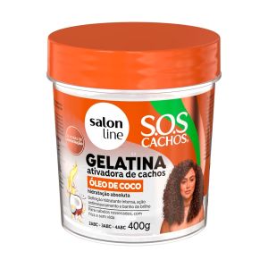 Gelatina Ativadora de Cachos Hidratação SOS Cachos Óleo de Coco Com 400g Salon Line