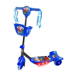 Patinete Infantil Corrida Divertida Azul Com Cesta, Luzes e Som Dm Toys