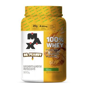 100% Whey Dr. Peanut Sabor Paçoca Com 900g Max Titanium