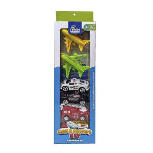 Kit Carrinhos Aeroporto Fricção Com 6 Unidades Fenix Brinquedos