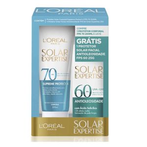 Kit Protetor Solar Expertise Corporal Supreme Protect 4 Fps70 200ml E Facial Antioleosidade Fps60 25g  L`Oréal Paris