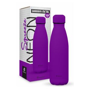 Garrafa Térmica Metal Neo Emborrachado Cor Roxo Neon 500ml Brasfoot