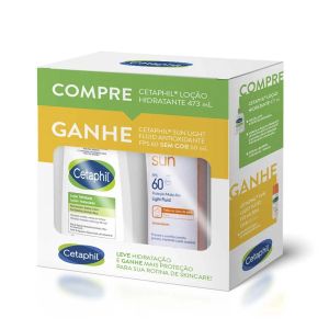 Kit Cetaphil Loção Hidratante Com 473ml e Protetor Solar Sun Light Fluid Antioxidante Facial FPS60 Com 50ml