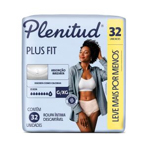 Roupa Íntima Descartável Feminina Plenitud Plus Fit G/XG 32 unidades