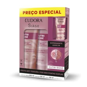 Kit Siàge Nutri Rosé Shampoo 250ml e Condicionador 125ml e Leave-in 30ml Eudora