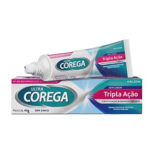 Creme Fixador De Dentadura Ultra Corega Tripla Ação Sem Sabor Com 40g