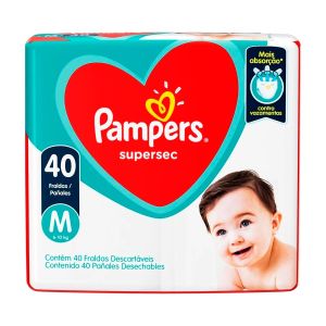 Fralda Descartável Pampers Supersec Tamanho M Com 40 Unidades