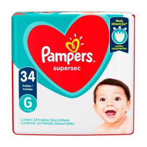 Fralda Descartável Pampers Supersec Tamanho G Com 34 Unidades