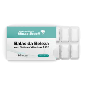 Balas da Beleza com Biotina e Vitaminas A C E Sabor Laranja 30 Unidades