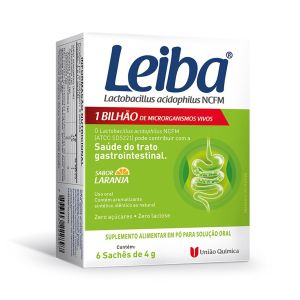 Leiba Lactobacillus Acidophilus Sabor Laranja Com 6 Sachês De 4g Cada União Química