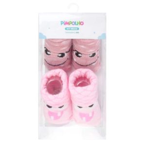 Kit Meias Com 2 Pares RN Monstrinha/Ursinha Pimpolho