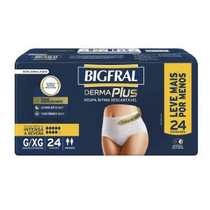 Roupa Íntima Bigfral Derma Plus Tamanho G/XG Com 24 Unidades