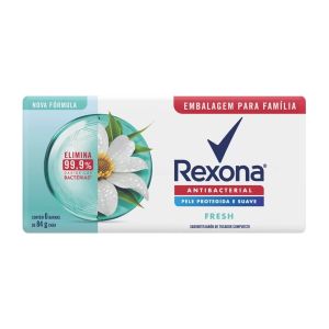 Kit Sabonete Em Barra Rexona Antibacterial Fresh Com 6 Unidades de 84G Cada
