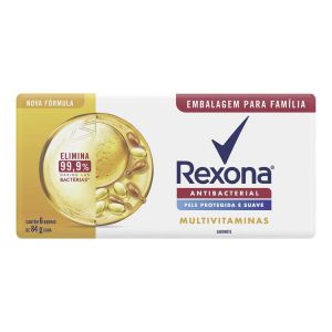 Kit Sabonete Em Barra Rexona Antibacterial Multivitaminas Com 6 Unidades de 84G Cada