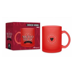 Caneca Vidro Diamond Você Me Faz Muito Feliz 300Ml Brasfoot