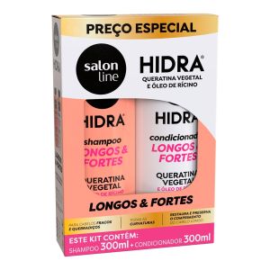 Kit Shampoo e Condicionador Hidra Longos e Fortes Com 300ml Salon Line