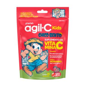 Agil-C Kids Vitamina C Sabor Morango Com 25 Pastilhas de Goma Pharlab