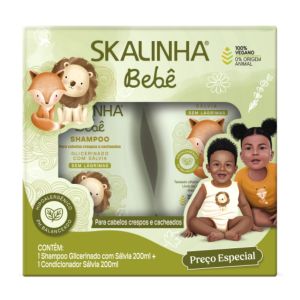 Kit Skalinha Bebê Shampoo Glicerinado e Condicionador Sálvia Com 200ml Cada