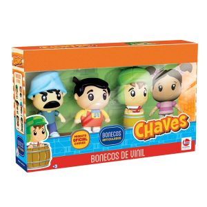 Kit Bonecos Vinil Chaves Popis, Chaves Barril, Nhonho e Madruga Ref: 3580 Líder Brinquedos