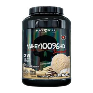 Whey 100% HD Gourmet Sabor Sorvete De Baunilha Com 900g Black Skull