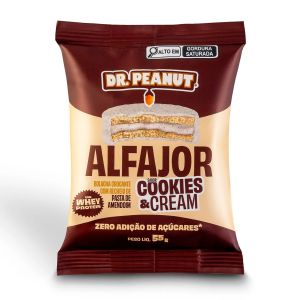 Alfajor Com Whey e Pasta de Amendoim Sabor Cookies e Cream 55G Dr Peanut