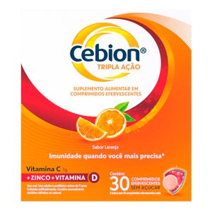 Vitamina C Efervescente Cebion Sabor Laranja Tripla Ação 30 Comprimidos
