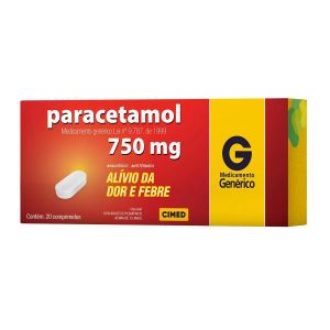 Paracetamol 750mg Com 20 Comprimidos Genérico Cimed Genérico