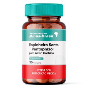 Espinheira Santa + Pantoprazol para Alívio Gástrico 30 Pastilhas Laranja