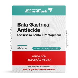 Bala Gástrica Antiácida Espinheira Santa + Pantoprazol 30 Uni Sabor Frutas Vermelhas