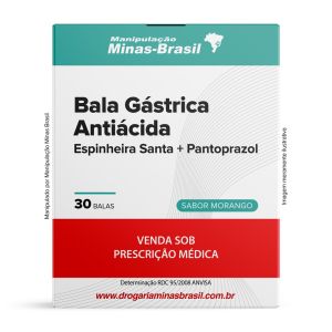 Bala Gástrica Antiácida Espinheira Santa + Pantoprazol 30 Uni Sabor Morango