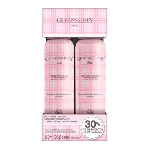 Kit Desodorante Antitranspirante Aerosol Giovanna Baby Classic Com 2 unidades De 150ml Cada