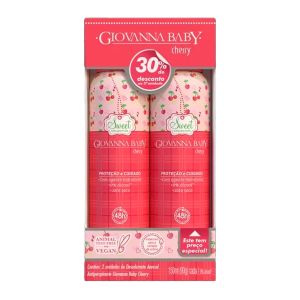 Kit Desodorante Antitranspirante Aerosol Giovanna Baby Cherry Com 2 unidades De 150ml Cada
