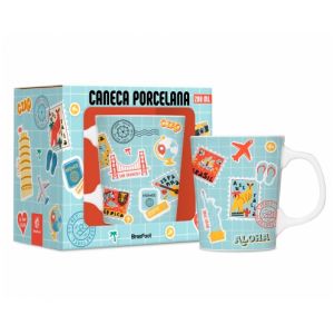 Caneca Porcelana Premium Viagens 260ml Brasfoot