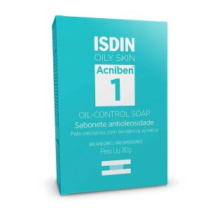 Sabonete Facial Antioleosidade em Barra Isdin Oily Skin Acniben 1 Oil Control Com 80g