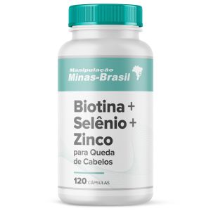 Biotina + Selênio + Zinco para Queda de Cabelos 120 Cápsulas