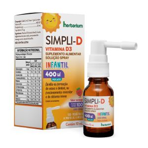 Simpli-D Solução Spray Infantil 400ui Morango Com 10ml Herbarium