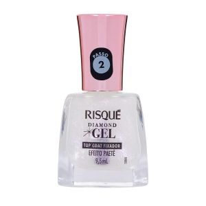 Esmalte Risqué Diamond Gel Top Coat Fixador Efeito Paetê 9,5ml