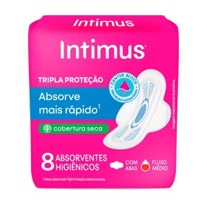 Absorvente Intimus Gel Tripla Proteção Cobertura Seca Com Abas Com 08 Unidades