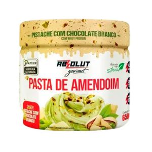 Pasta de Amendoim Gourmet Recheada 650g Absolut  Sabor Pistache Com Chocolate Branco