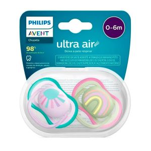Chupeta Ultra Air 0-6 meses Verde e Rosa Dupla  Philips Avent
