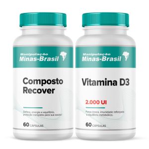 Kit Composto Recover Com 60 Cápsulas E Vitamina D3 Com 60 Cápsulas