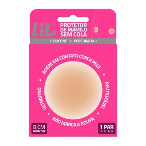 Protetor de Mamilo de Silicone Lib Perfurado Sem Cola Bege 1 Par