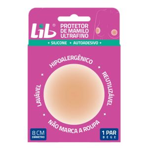 Protetor de Mamilo Ultra Fino Reutilizável Lib 1 Par Bege